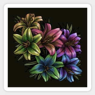 Rainbow Lilies Again Sticker